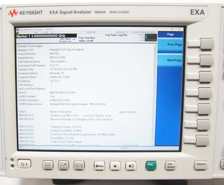 Agilent N9010A 3.6GHz EXA Signal Analyzer w Options 503 B25 EP3 P03 YAS 2FP