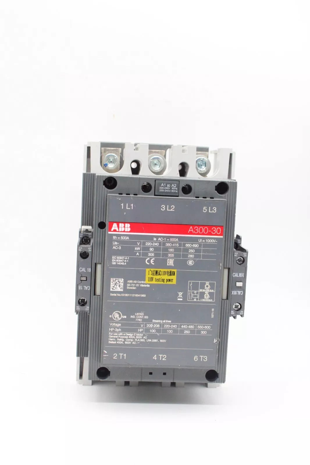 ABB A300-30 AC Contactor 300A 3-Pole 690V Motor Control