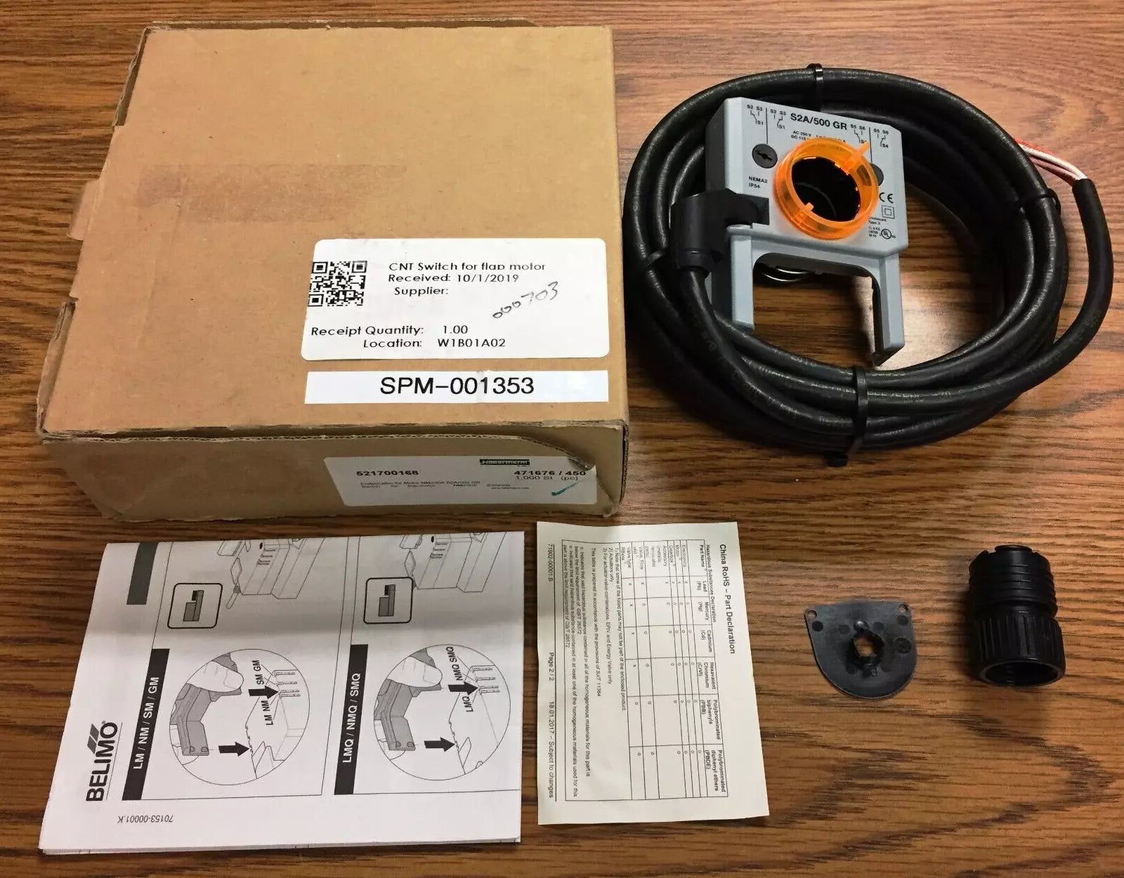Belimo S2A/500-GR Auxiliary Switch Add-On 0.5A 5M Cable