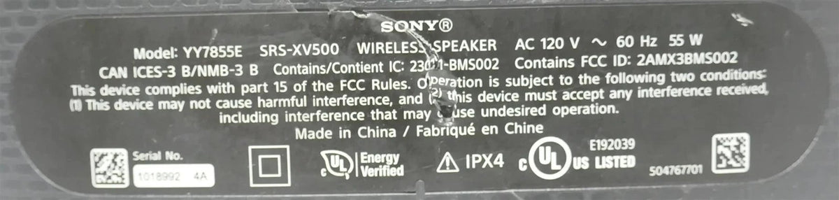 Sony SRS-XV500 X-Series Wireless Party Speaker YY7855E Black - Free shipping