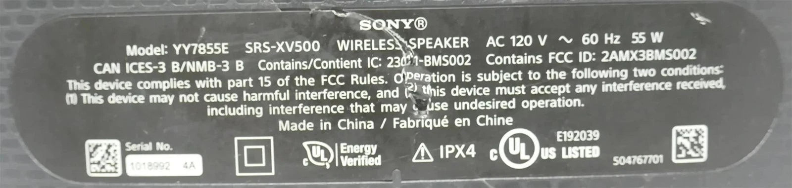 Sony SRS-XV500 X-Series Wireless Party Speaker YY7855E Black - Free shipping