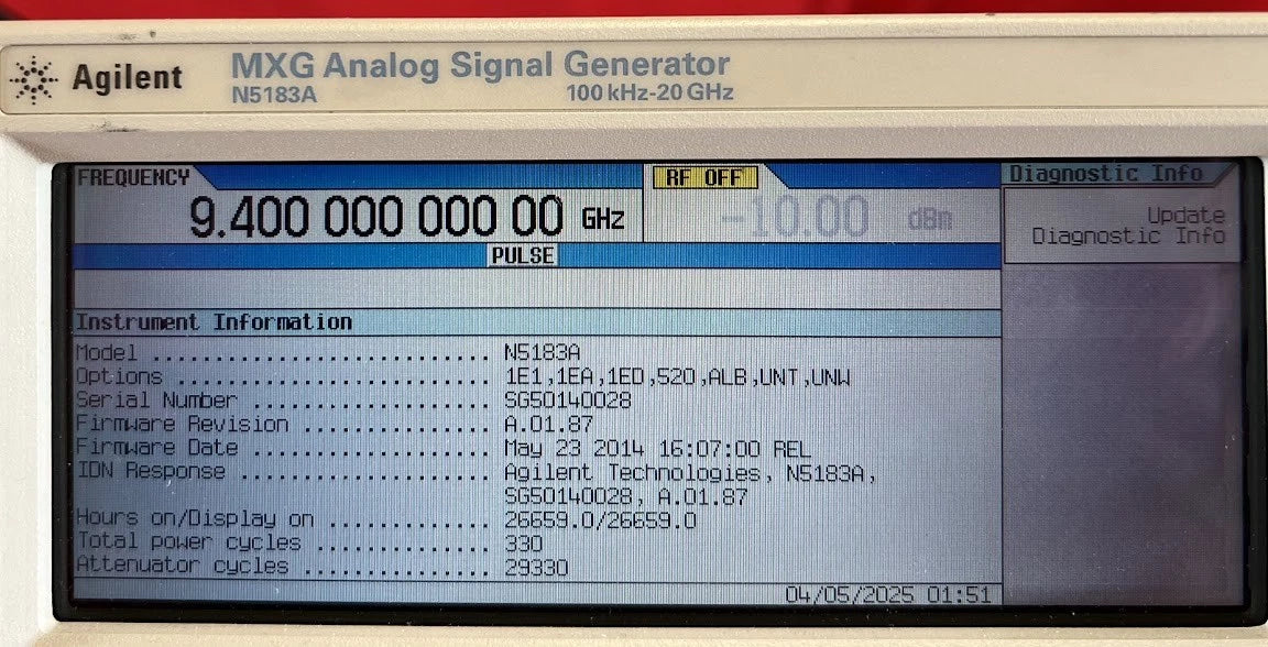 Agilent/Keysight N5183A MXG Signal Generator SG50140028