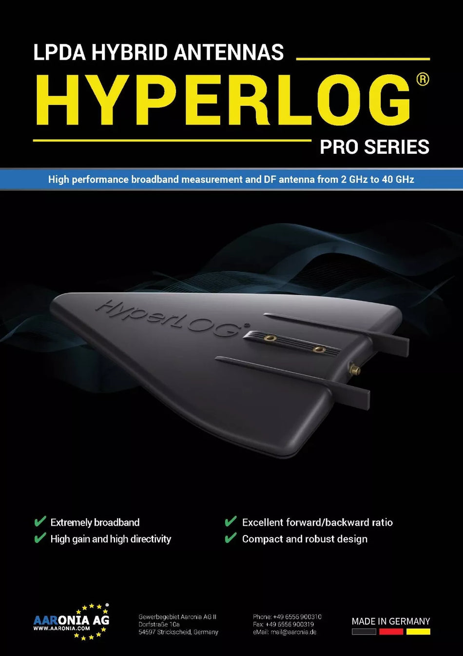 Aaronia HyperLOG PRO 18250 Directional Logarithmic Antenna 2 GHz - 25GHz