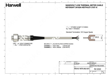Low EMF NanoVolt Meter Cable for Keysight Agilent Keithley 34102a 2107 34420A 2182A