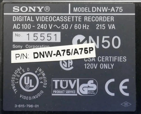 Sony DNW-A75 Digital Video Cassette Recorder Betacam SX - Free Shipping