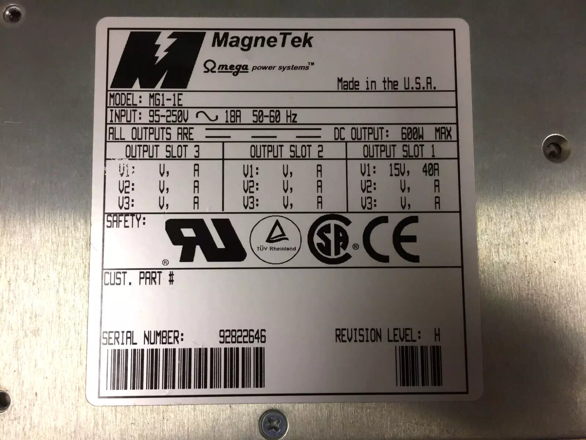 MagneTek MG1-1E Power Supply, AC Input 95-250V 18A 50-60 Hz