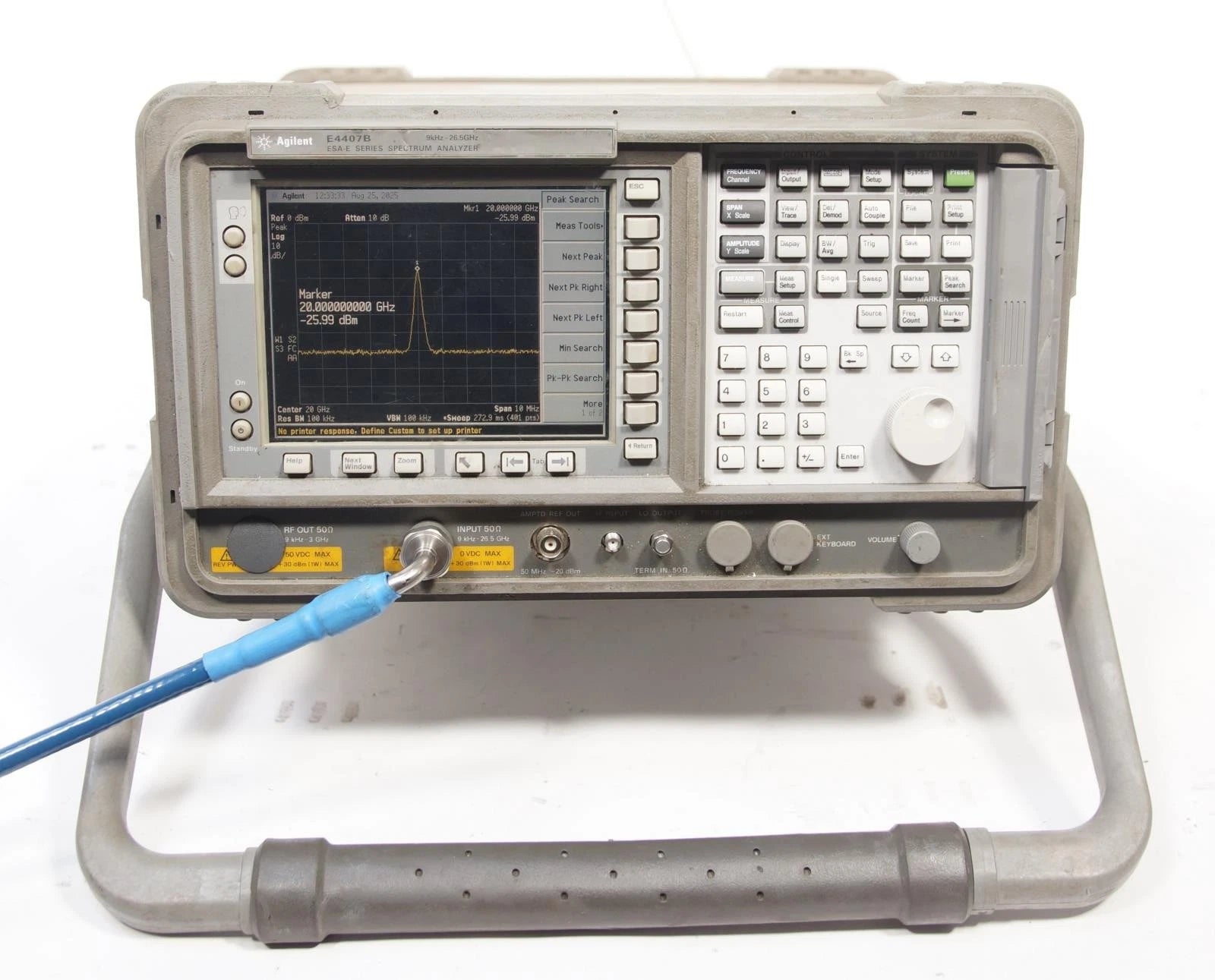 HP Agilent E4407B 9kHz - 26.5GHz Spectrum Analyzer Options B72 A4H BAA AYX Freq