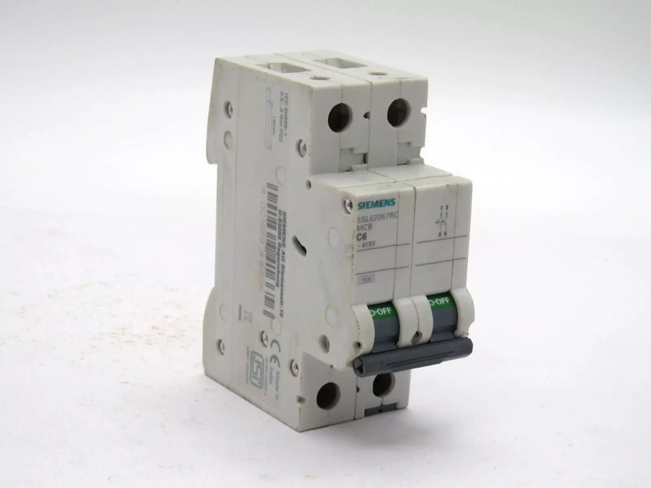 Siemens 5SL62067RC Circuit Breaker C Curve 2 Pole 400V