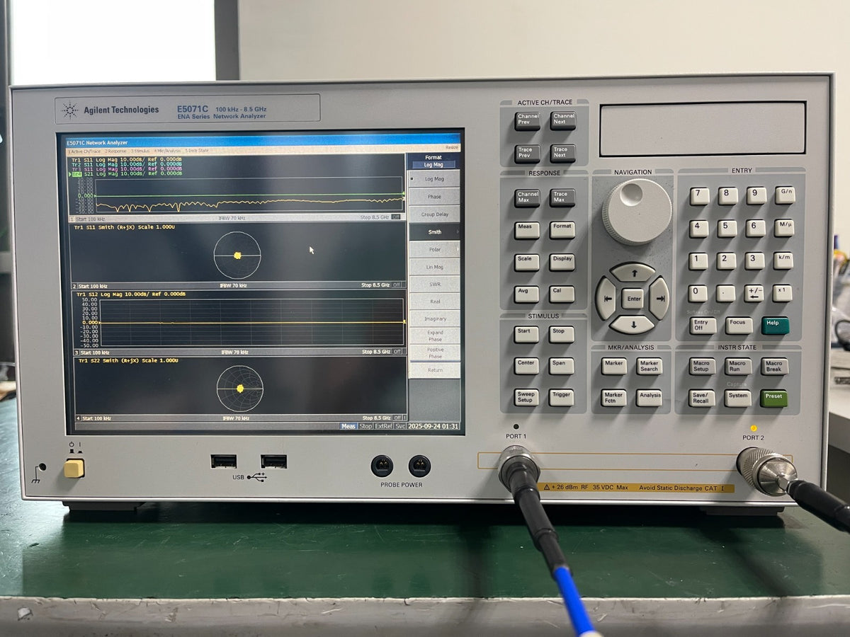 Agilent E5071C ENA RF Network Analyzer 100kHz–8.5GHz w/opt. 019, 285, UNQ_3973