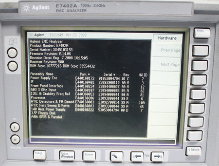 HP Agilent E7402A EMC Spectrum Analyzer 100Hz - 3GHz OPT UKB 1DR 1D5 AYQ AYX