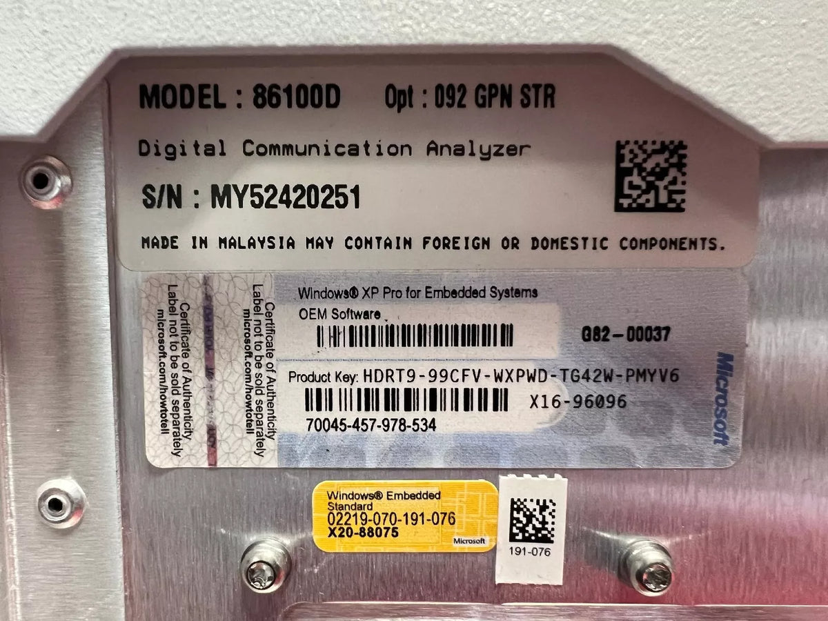 Agilent/Keysight 86100D GPN Infiniium DCA-X Oscilloscope Mainframe