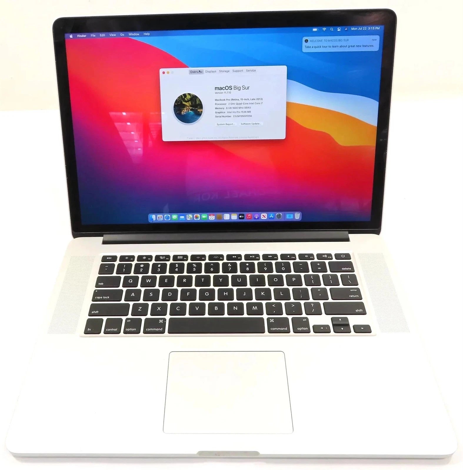 Apple MacBook Pro Late 2013 15.4" Retina A1398 Core i7 2 GHz 8GB 256GB Laptop