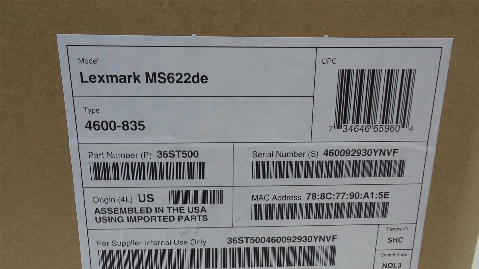 Lexmark MS622de (36ST500) Mono Laser Printer  - New