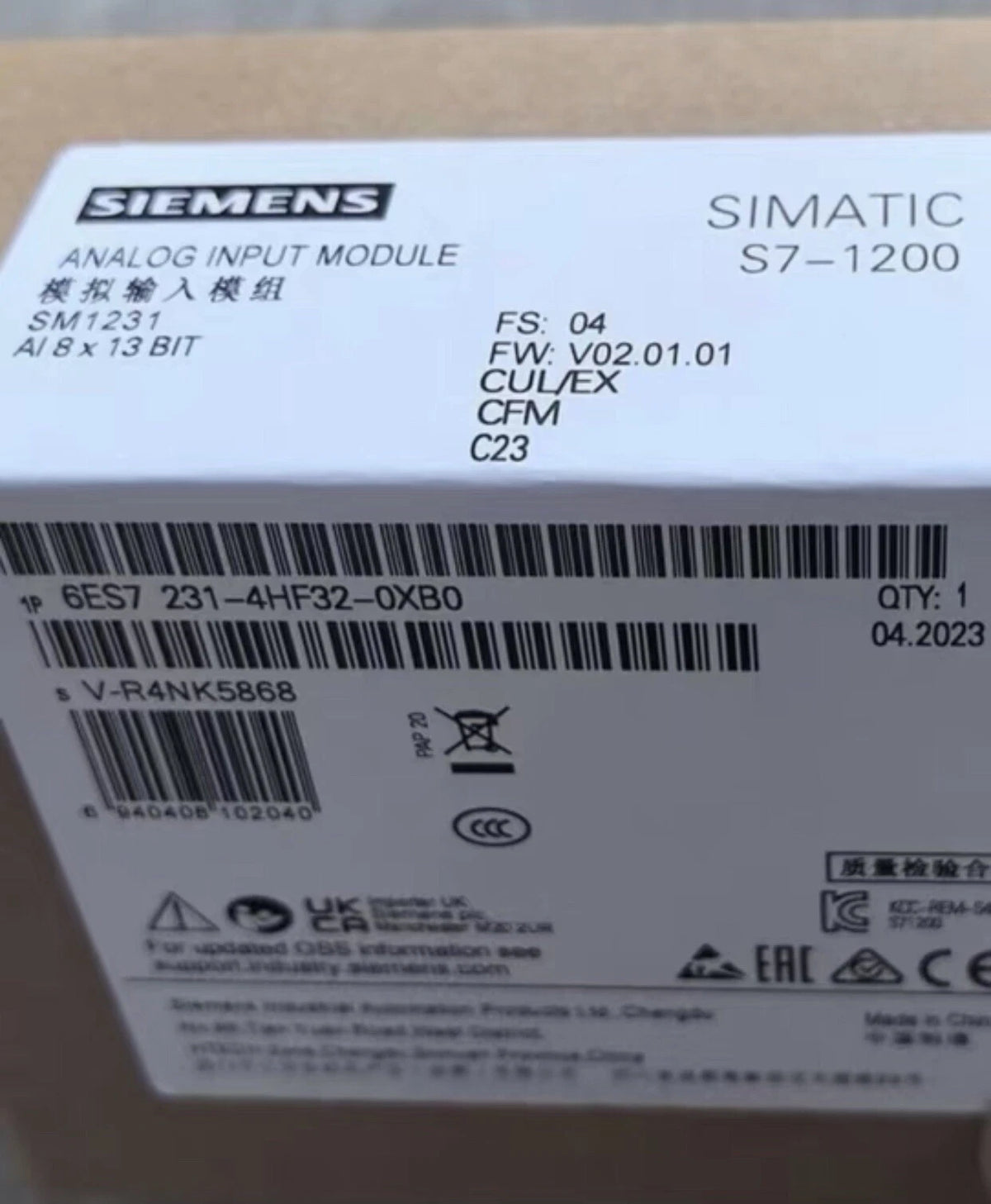Siemens Analog Input Module 6ES7 231-4HF32-0XB0 - Fast Shipping
