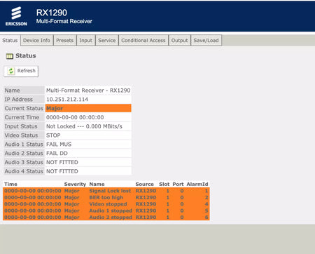 Tandberg RX1290 MPEG2 SD Receiver DVB-S2 8PSK 105295