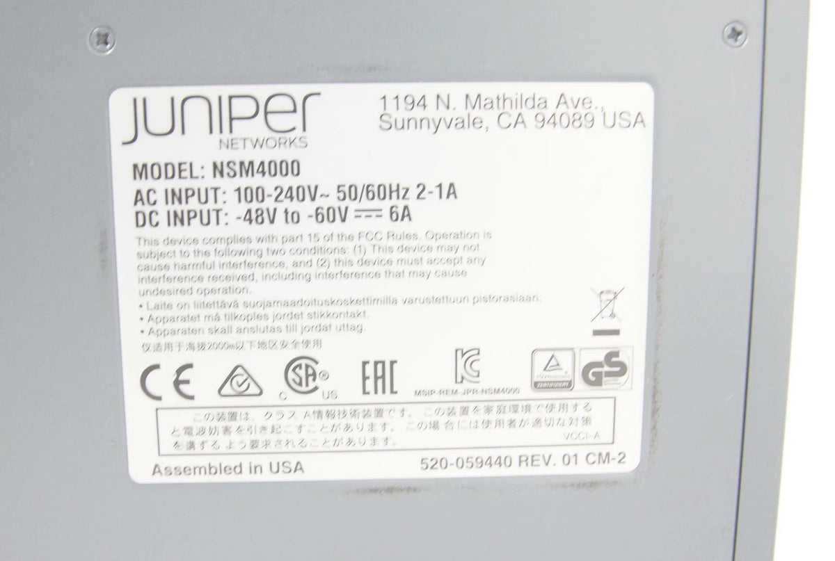 Juniper Networks NSM4000 Network Security Manager Appliance NS-SM-XL-B-BSE