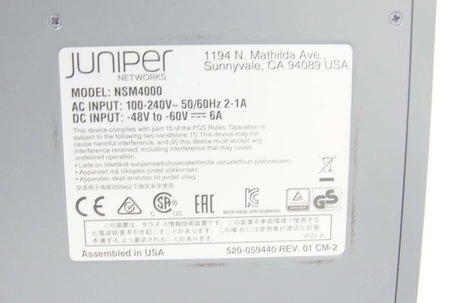 Juniper Networks NSM4000 Network Security Manager Appliance NS-SM-XL-B-BSE