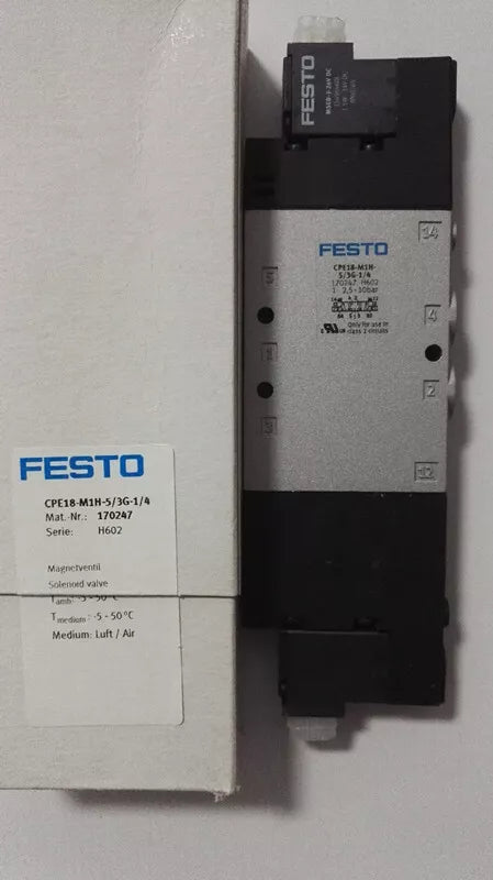 Festo CPE24-M1H-5 / 3G-3/8 Solenoid Valve - 1PC New