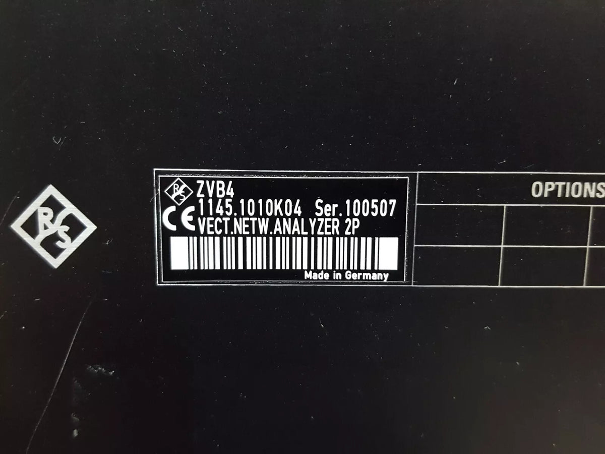 R&S ZVB4 Vector Network Analyzer, 2 Ports, 300kHz-4GHz (100507)