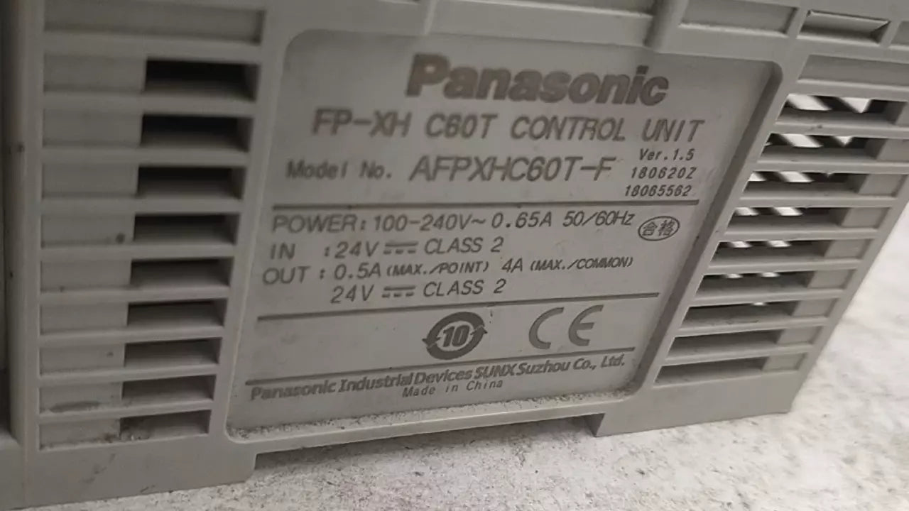 Panasonic FP-XH C60T Control Unit AFPXHC60T-F 100-240V 0.65A 50-60Hz IN 24V
