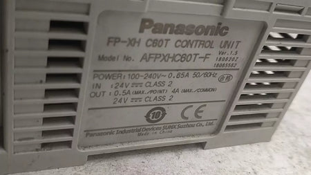 Panasonic FP-XH C60T Control Unit AFPXHC60T-F 100-240V 0.65A 50-60Hz IN 24V