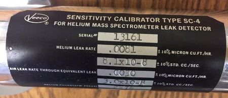 Veeco SC-4 Sensitivity Calibrator for Helium Mass Spectrometer Leak Detector