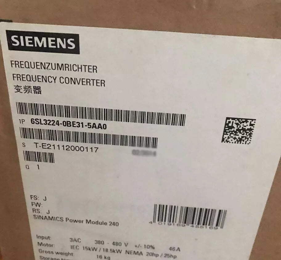 SIEMENS 6SL3224-0BE31-5AA0 Variable Frequency Drive In Box