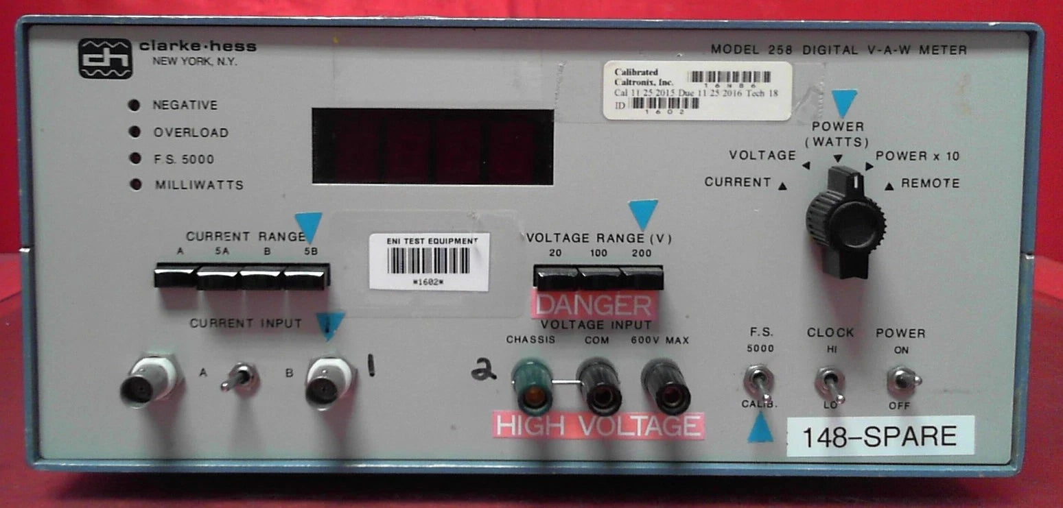 Clarke-Hess 258 92309 V-A-W Meter