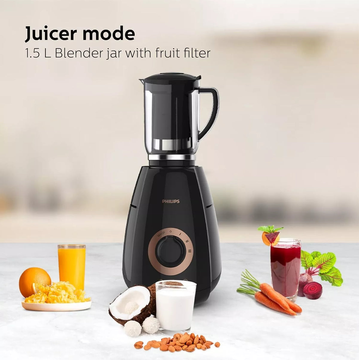 PHILIPS Mixer Grinder Food Processor 750W 3-in-1 Juicer 4 Jar HL7707/01