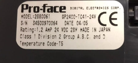 PRO-FACE Model 2880061 7 Touch Screen Control Panel