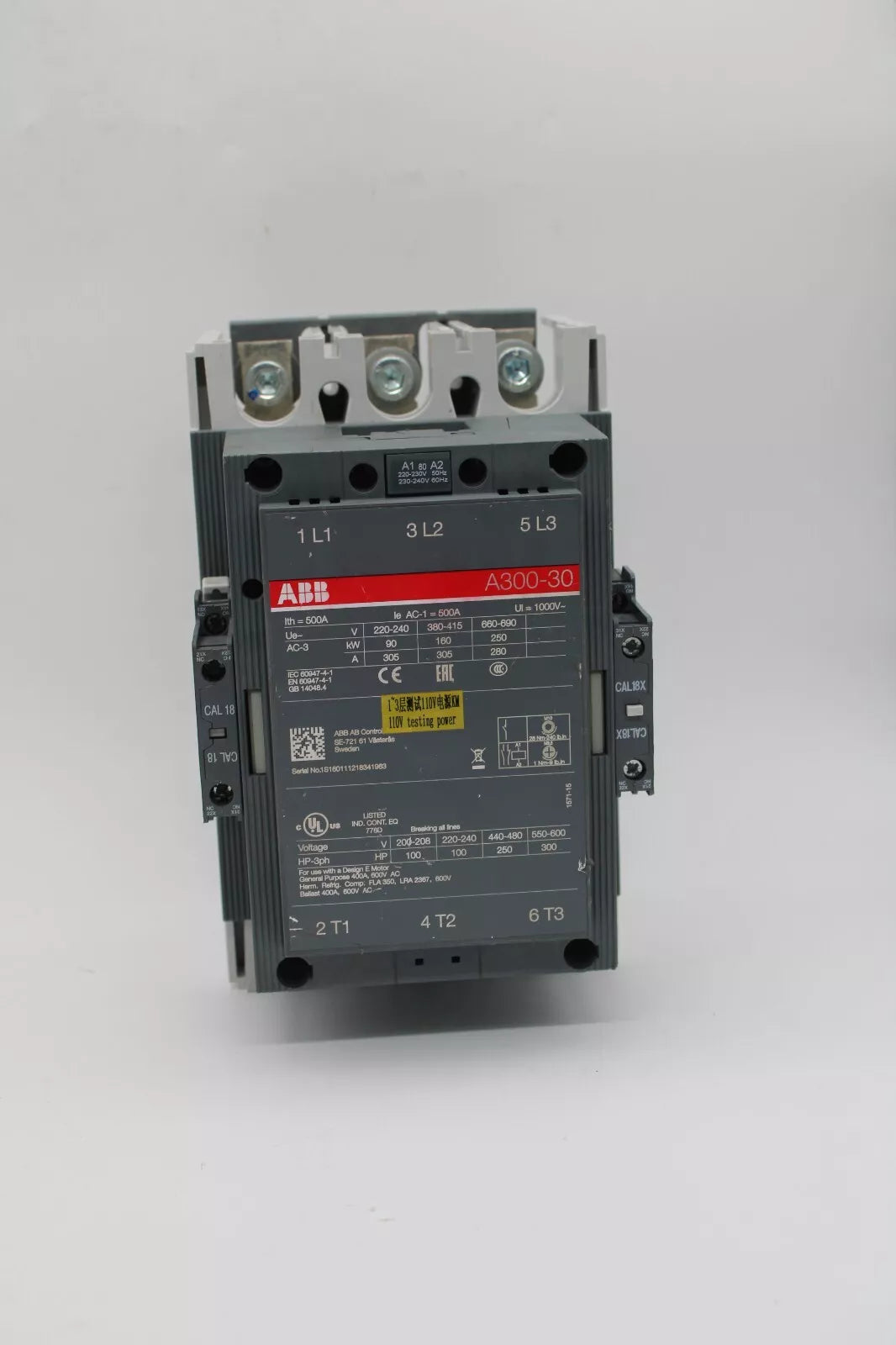 ABB A300-30 AC Contactor 300A 3-Pole 690V Motor Control